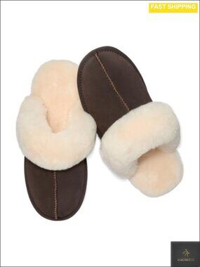 Women's Australian Sheepskin Suede Scuff Slippers Slip-On Cozy Warm